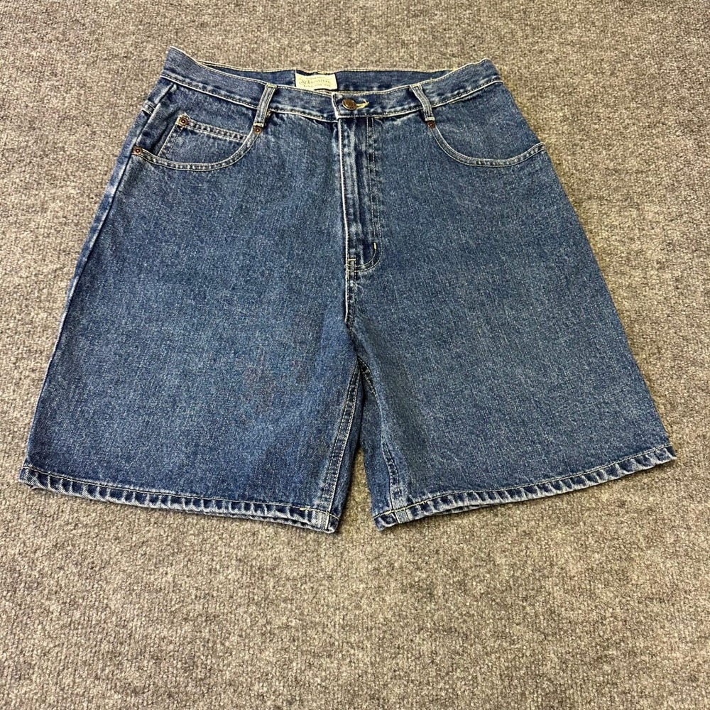 St. Johns Bay Shorts Womens Size 12T Blue Denim High Waisted Tall Cotton Casual